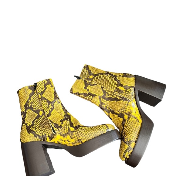 REVOLVE x Simon Miller Yellow Snakeskin Platform Heeled Boots - Picture 9 of 15